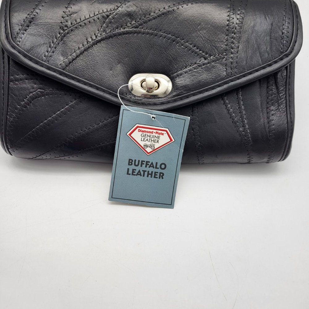Diamond Plate Buffalo Leather NWT Windshield Bag Black